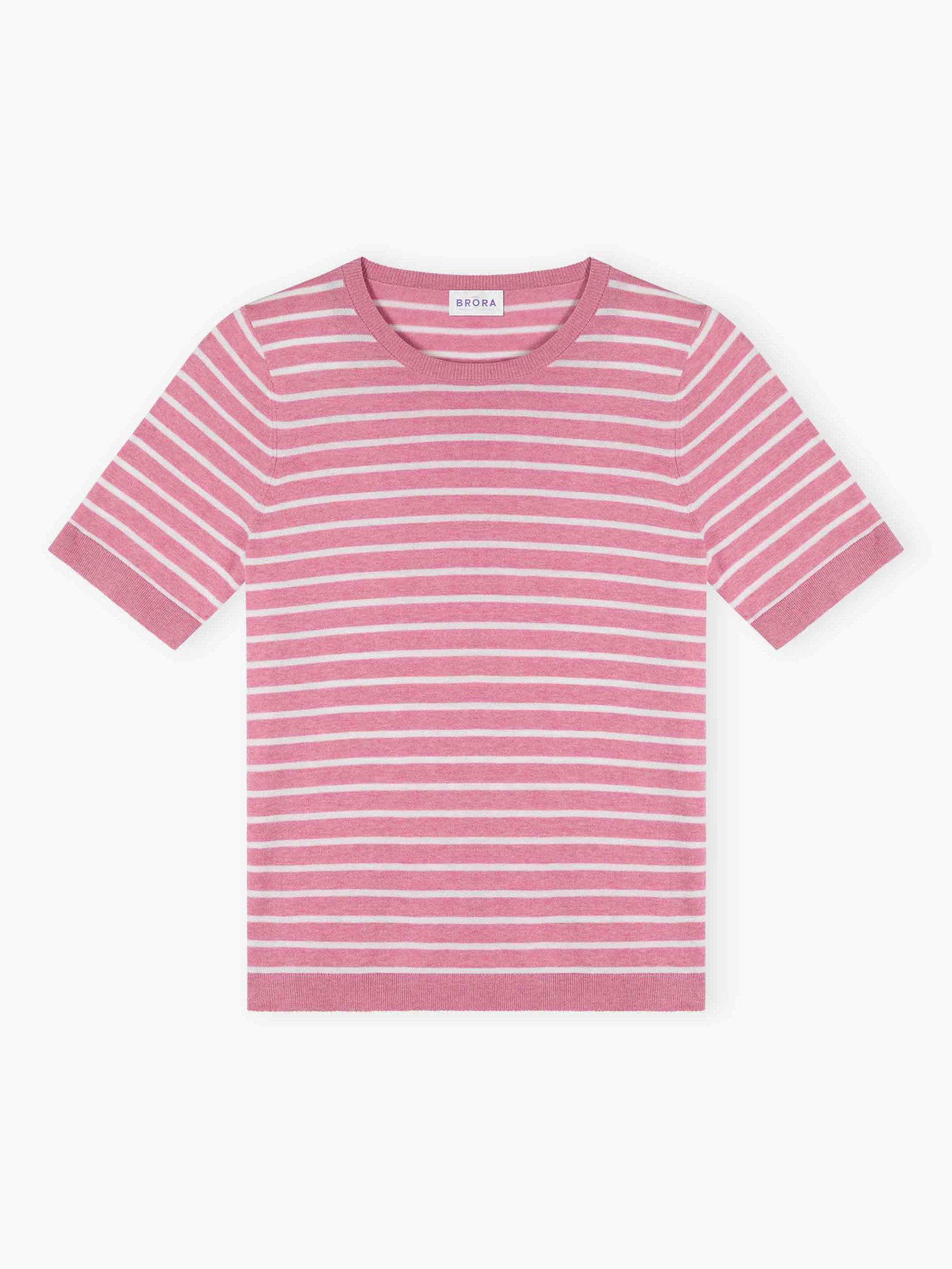 Product image 5 of 5, which shows Brora Cotton Breton Stripe T-Shirt, Multi, 8