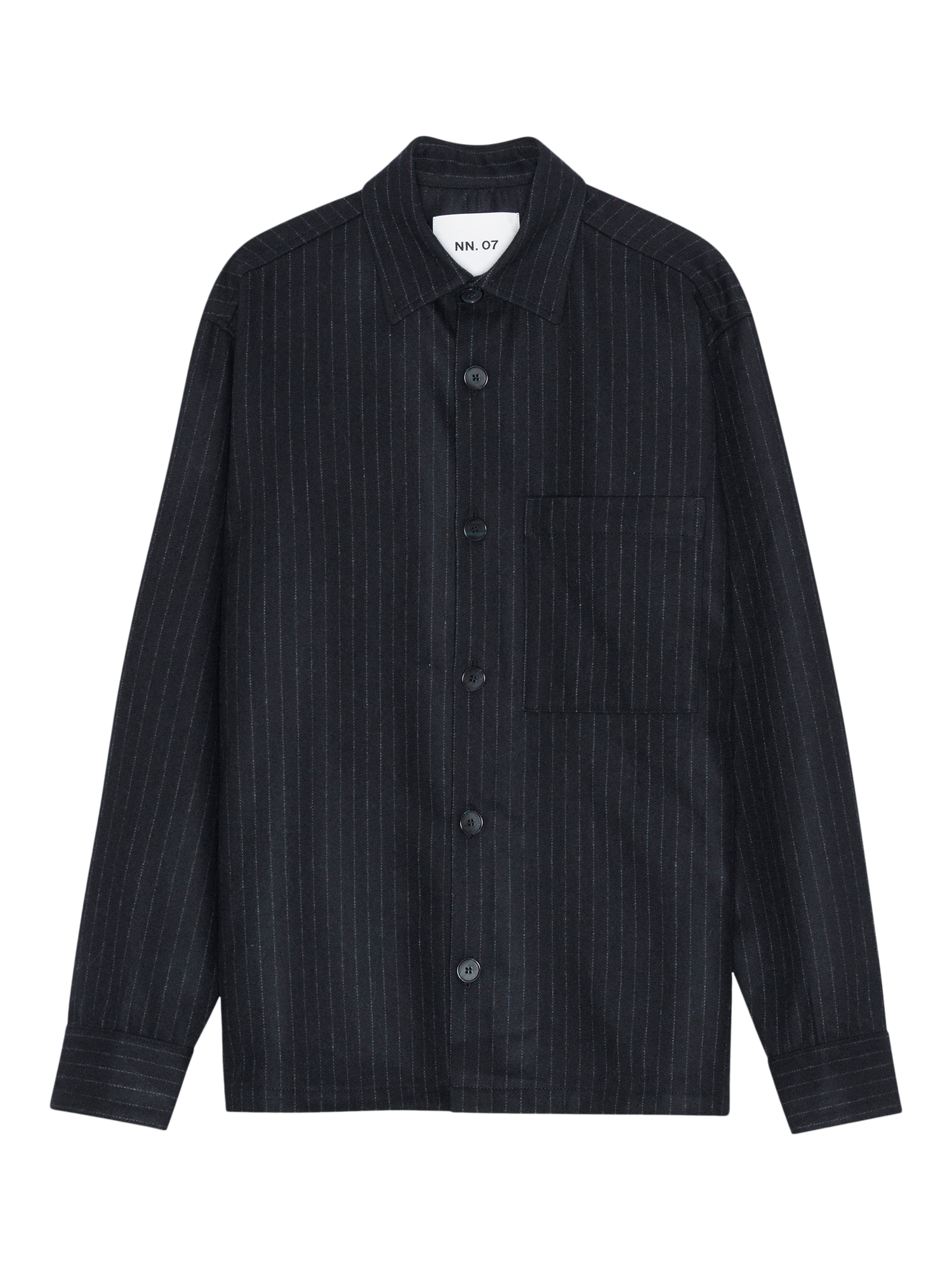 Product image 2 of 2, which shows NN.07 Freddy Wool Blend Twill Shirt, Navy Stripe, S