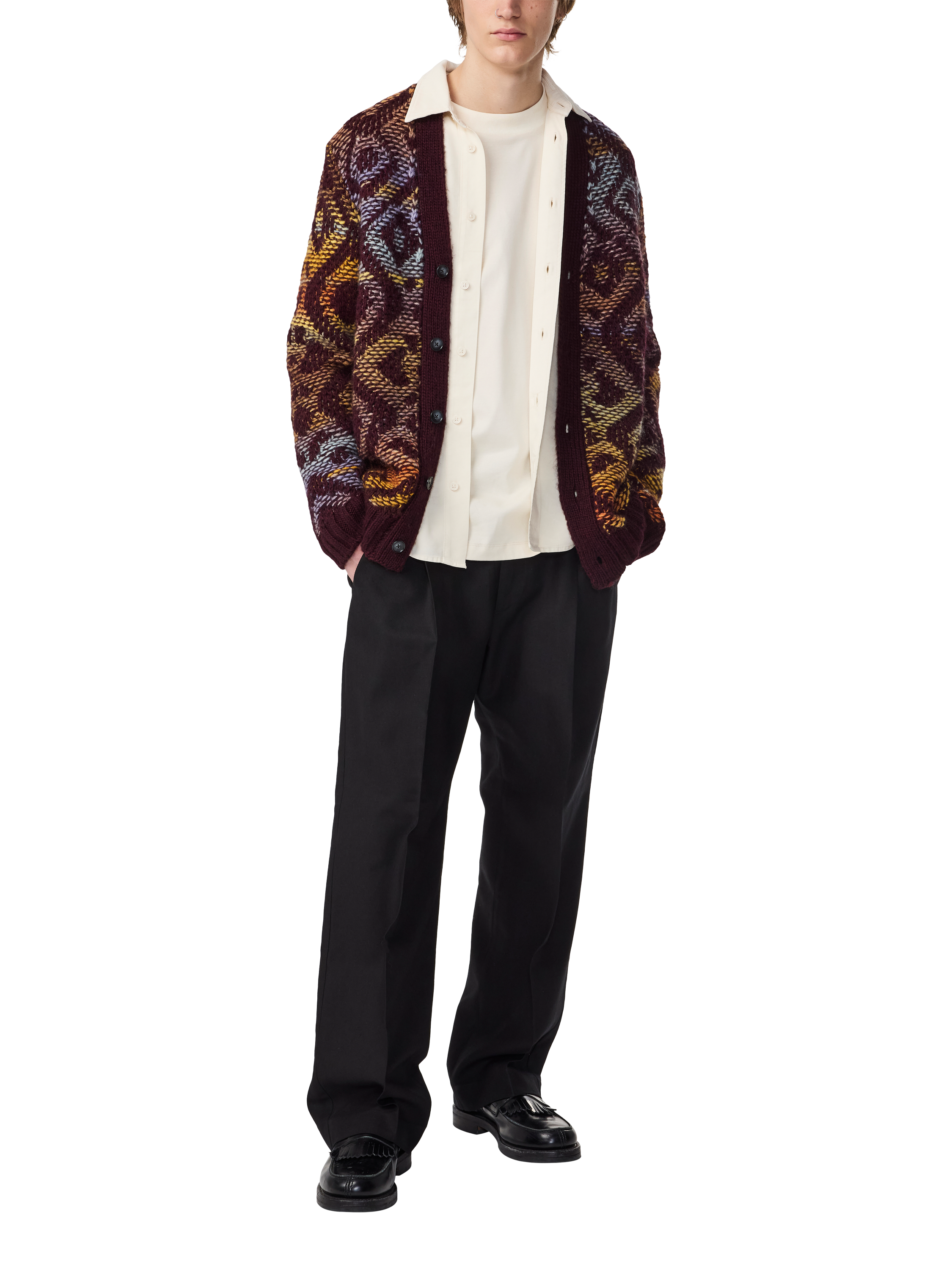 Product image 2 of 2, which shows NN.07 Viggo Wool Blend Oversized Cardigan, Wine Red, L