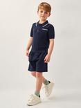 Monsoon Kids' Knitted Polo Shirt and Shorts Set, Navy