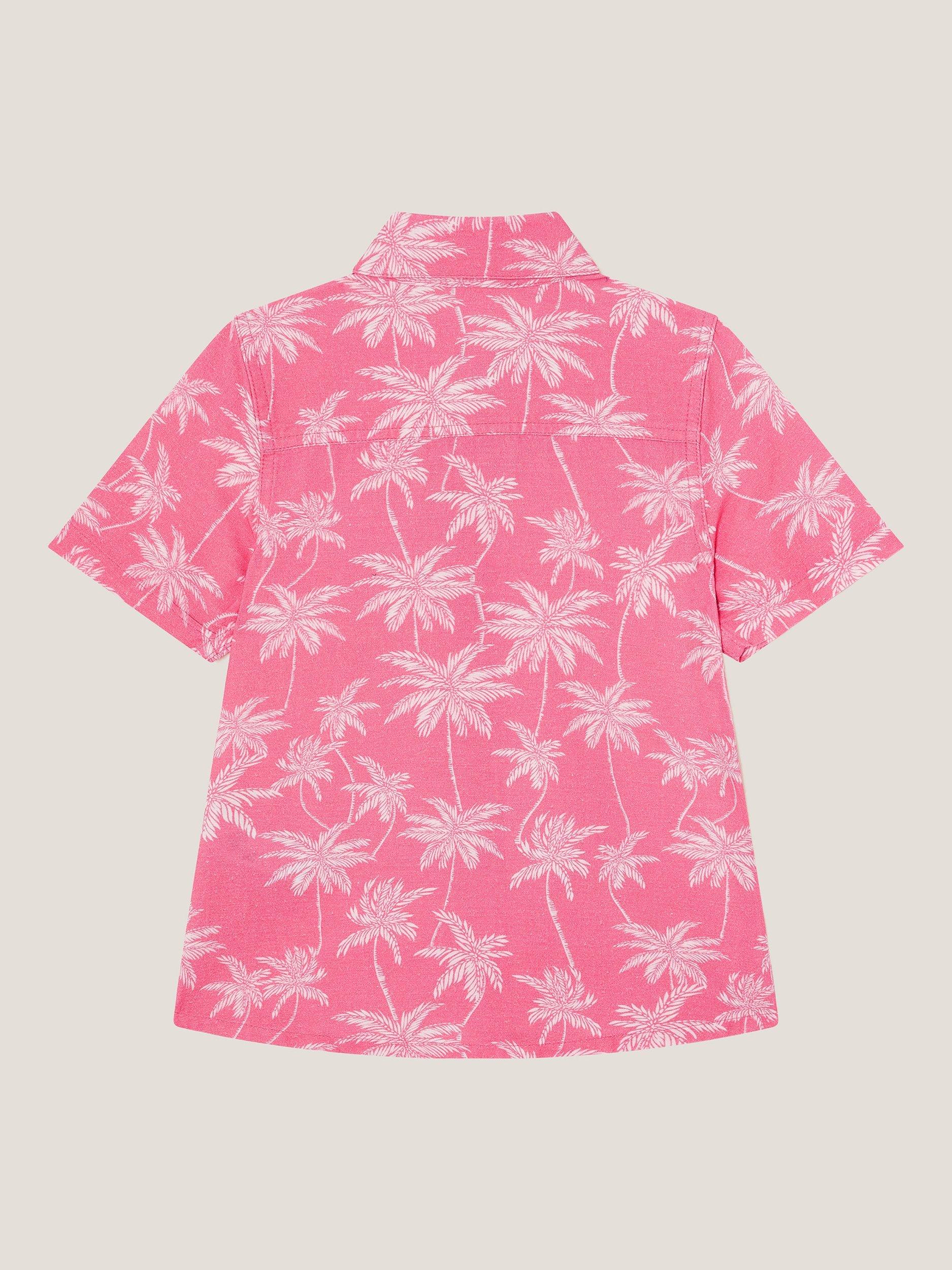 Product image 2 of 3, which shows Monsoon Kids' Cotton Blend Palm Print Shirt, Pink, 2-3 years