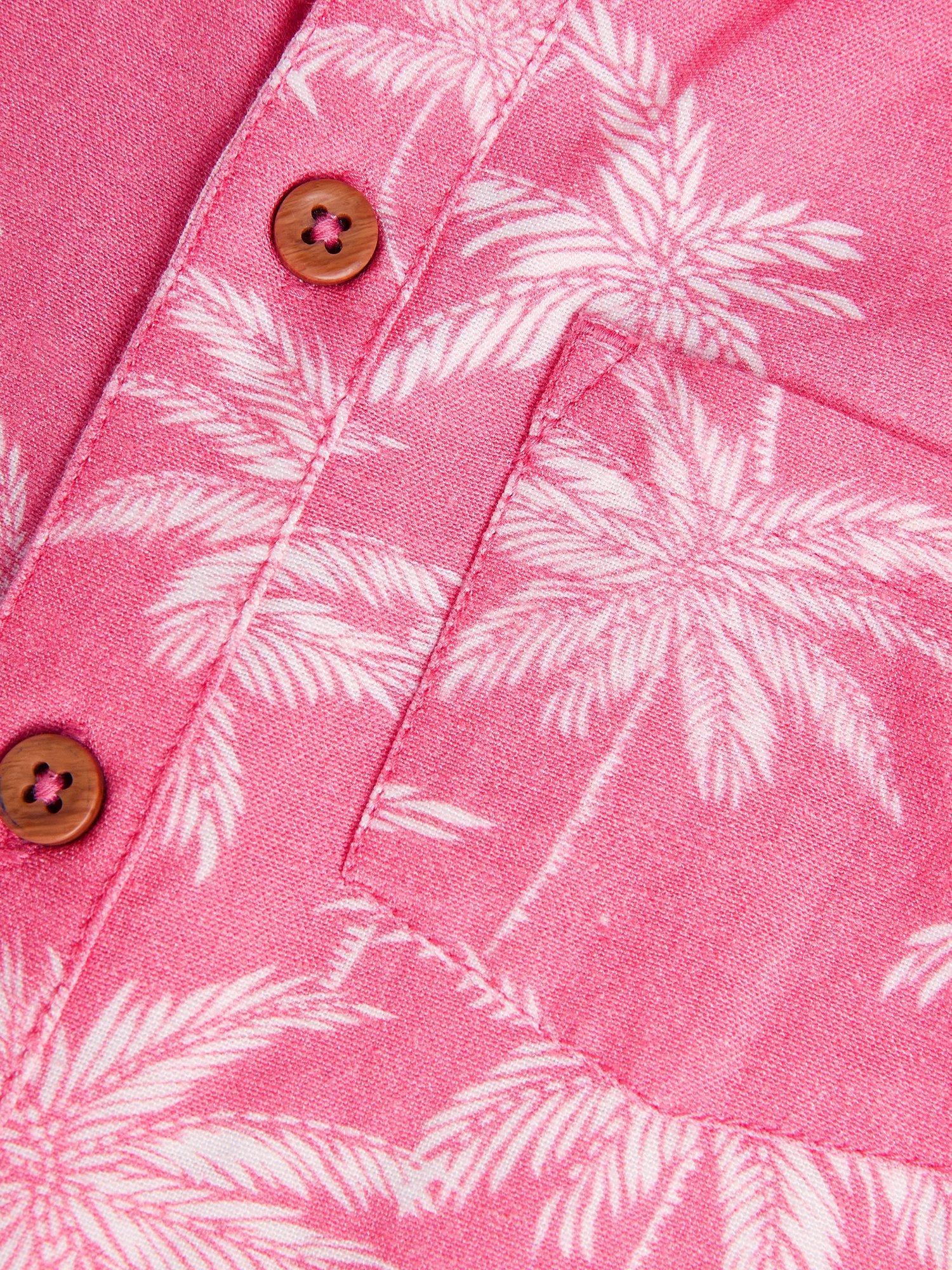 Product image 3 of 3, which shows Monsoon Kids' Cotton Blend Palm Print Shirt, Pink, 2-3 years