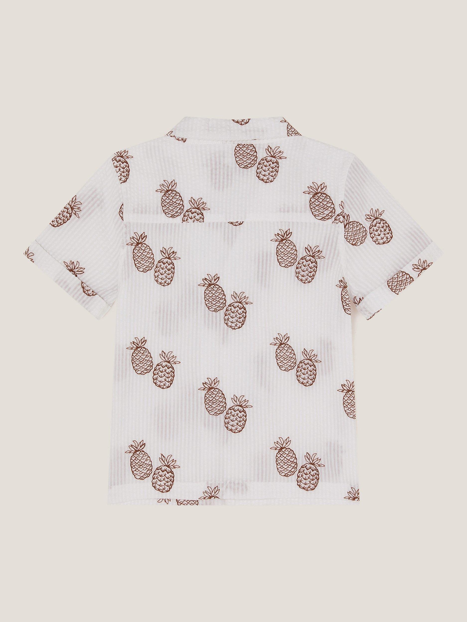 Product image 2 of 3, which shows Monsoon Kids' Cotton Pineapple Shirt, Cream, 2-3 years