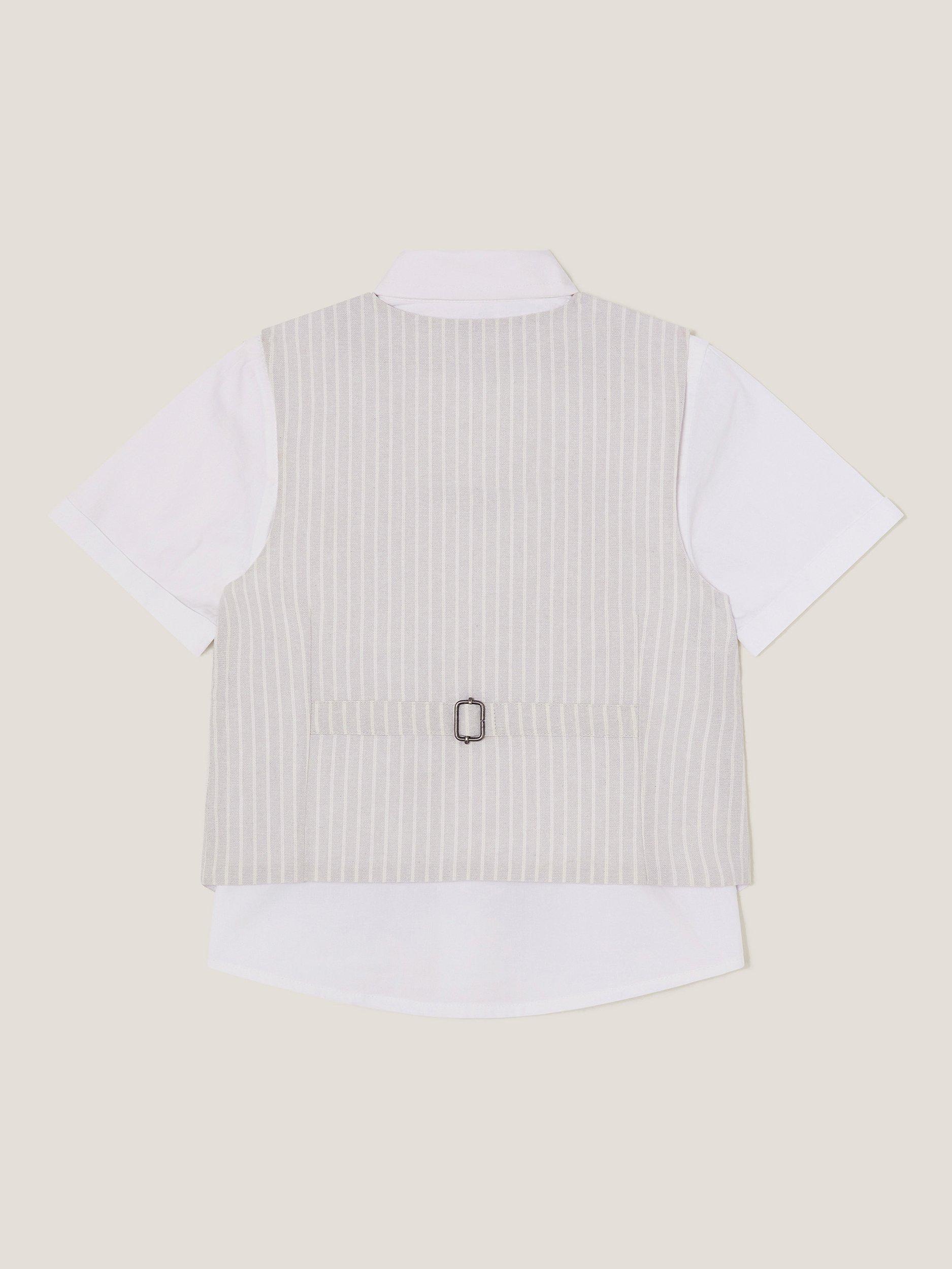 Product image 2 of 3, which shows Monsoon Kids' Cotton Shirt & Waistcoat Set, Grey, 6 years