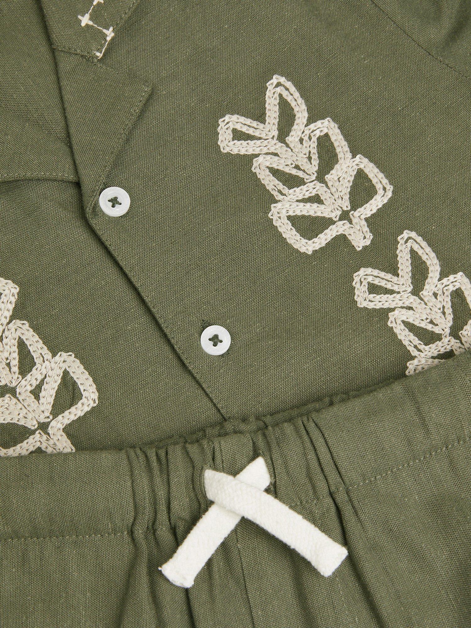 Product image 3 of 3, which shows Monsoon Kids' Shirt and Shorts Set, Khaki, 5 years