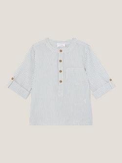 Monsoon Kids' Stripe Cotton Shirt, Ivory, Ivory