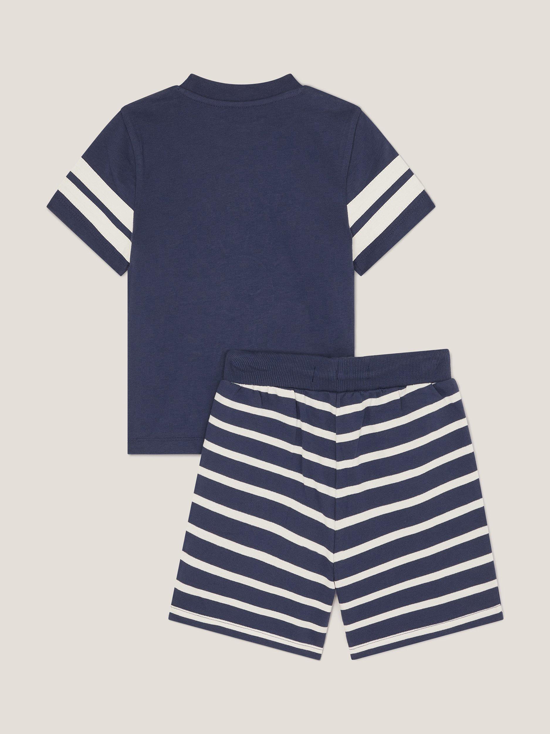 Product image 3 of 4, which shows Monsoon Kids' T-Shirt and Shorts Set, Navy/Multi, 12-18 months