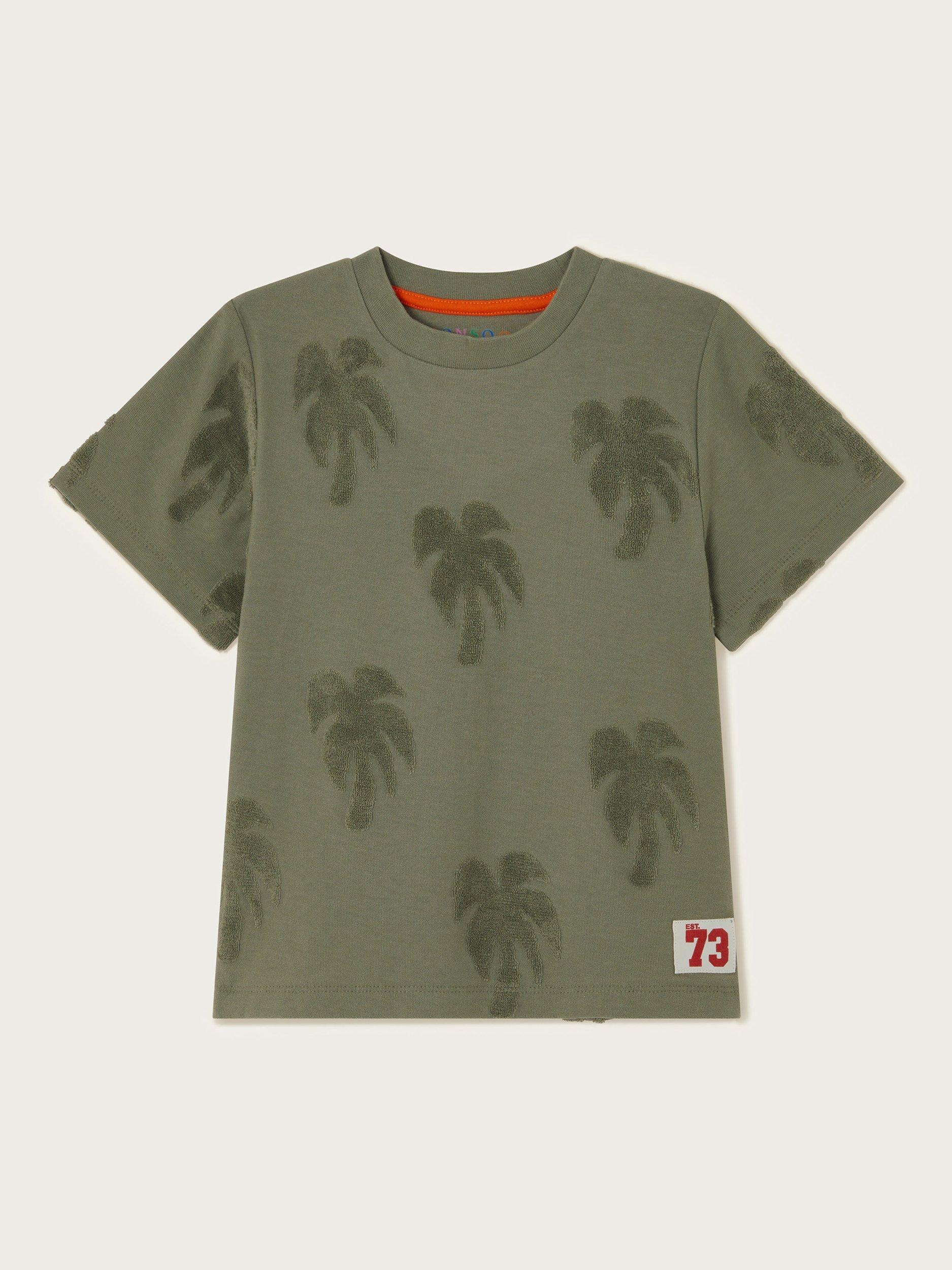 Product image 1 of 2, which shows Monsoon Kids' Textured T-Shirt, Khaki, 11-12 years