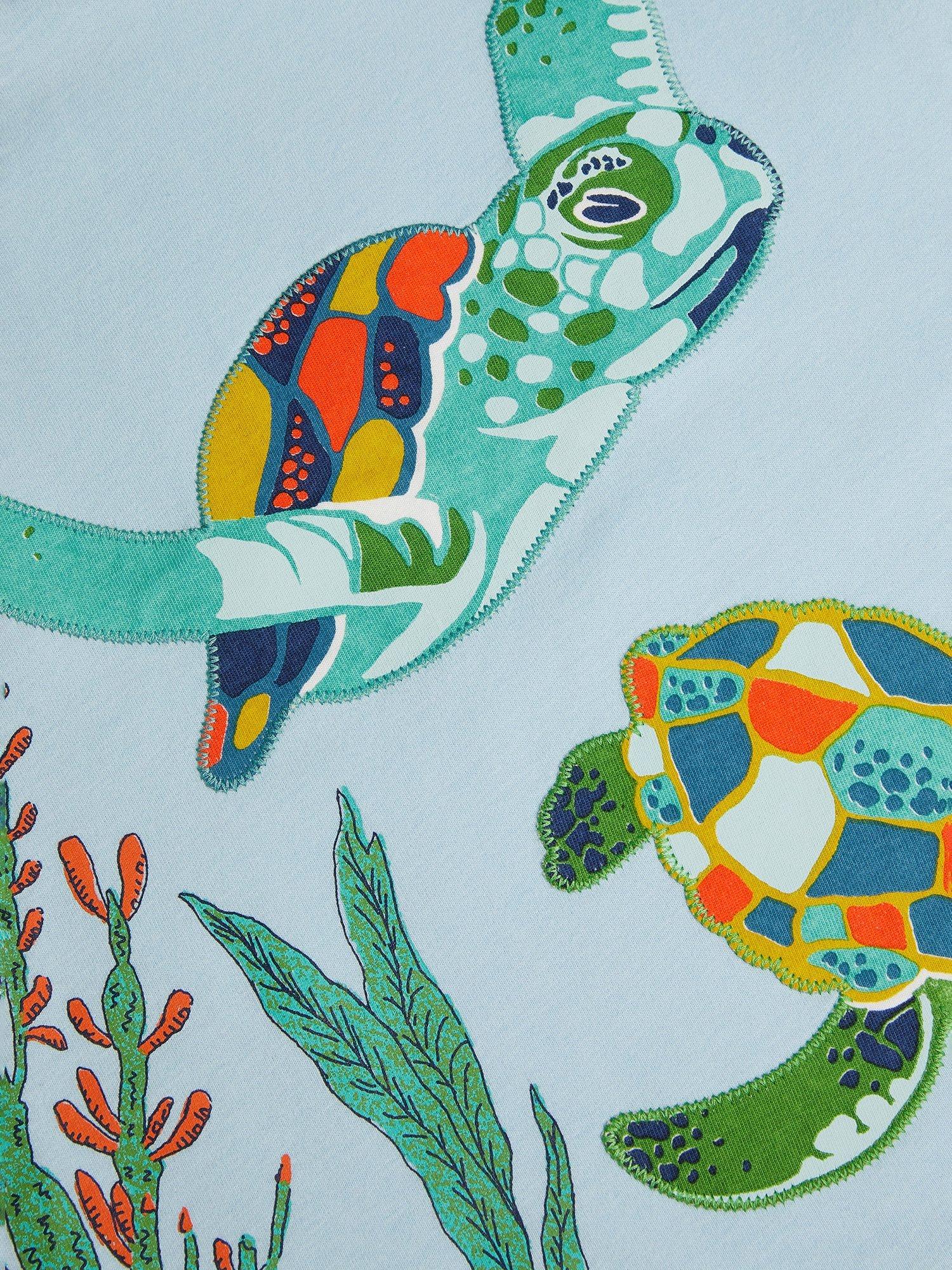 Product image 3 of 3, which shows Monsoon  Kids' Turtle T-Shirt, Blue, 12-18 months