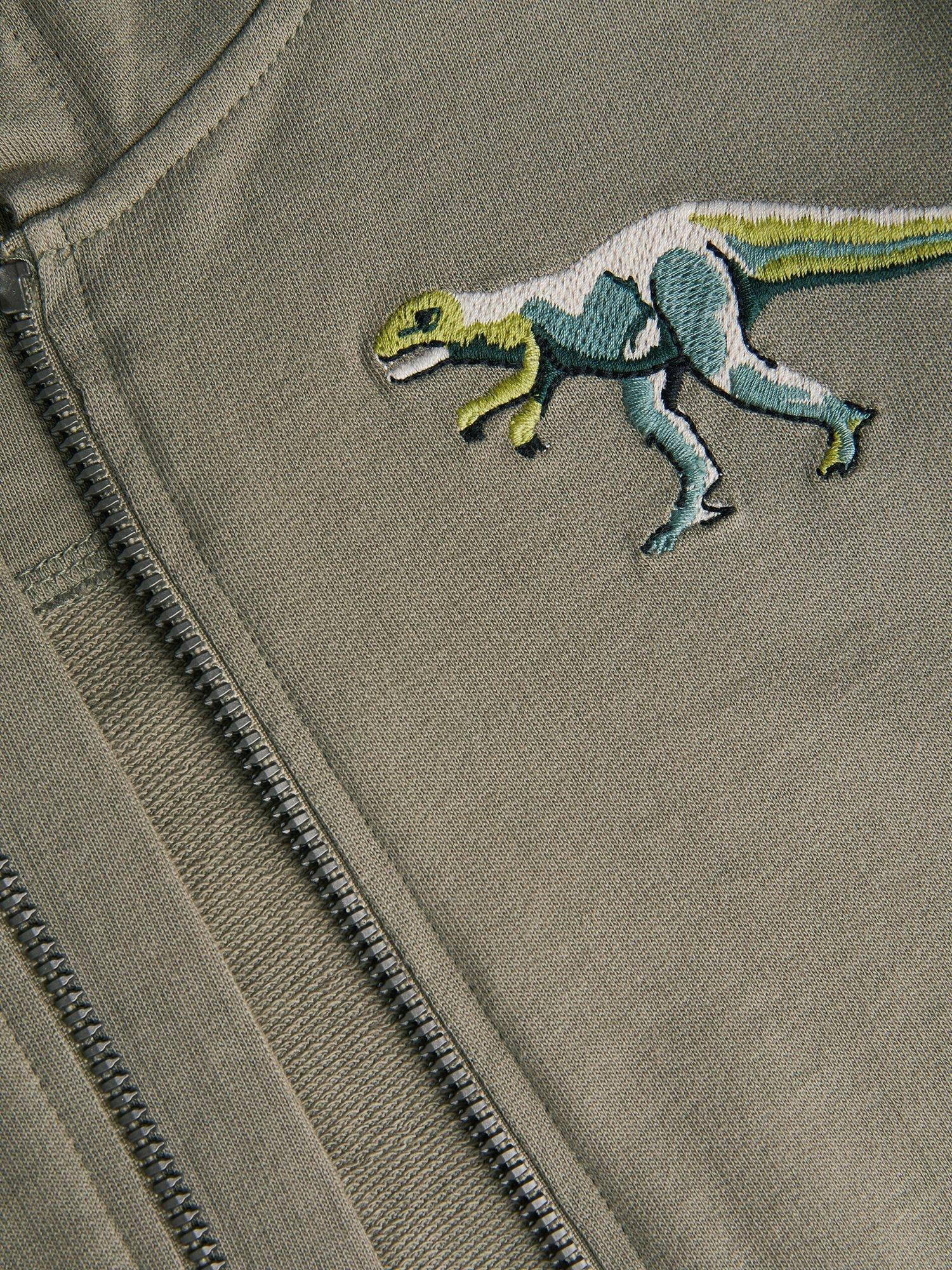 Product image 3 of 3, which shows Monsoon Kids' Cotton Dinosaur Hoodie, Green, 2-3 years