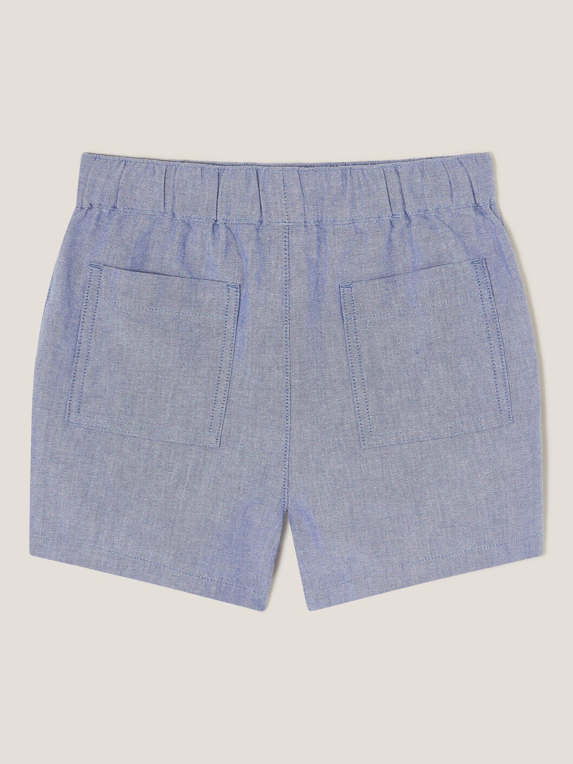 Product image 2 of 3, which shows Monsoon Kids' Cotton Chambray Shorts, Blue, 2-3 years