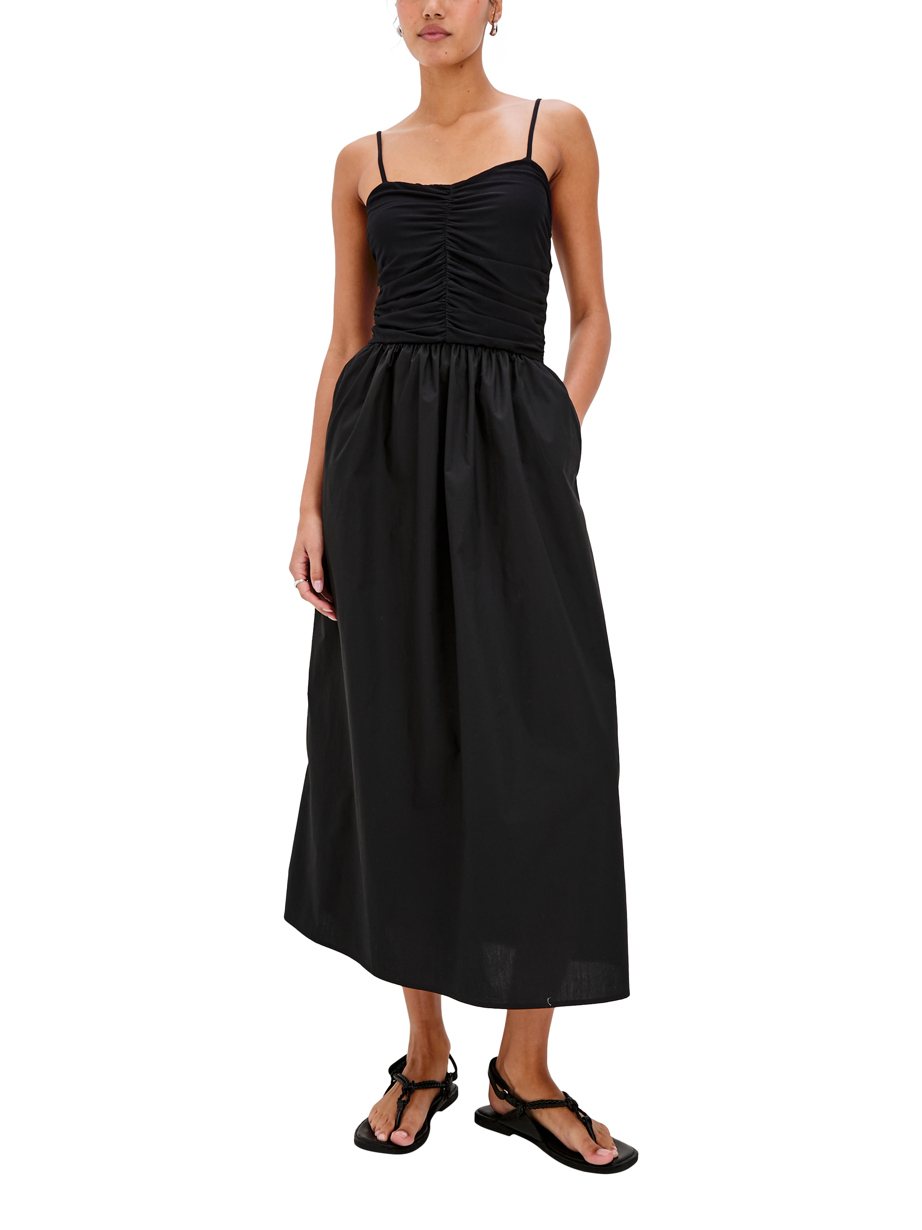 Product image 1 of 5, which shows Rails Fisher Sleeveless Midi Dress, Black, XS