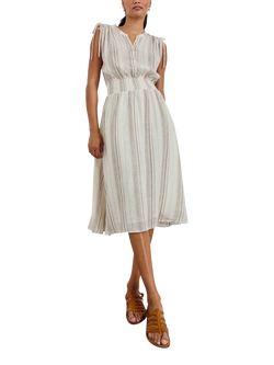 Rails Melodie Stripe Linen Rich Dress, White/Brown, White/Brown