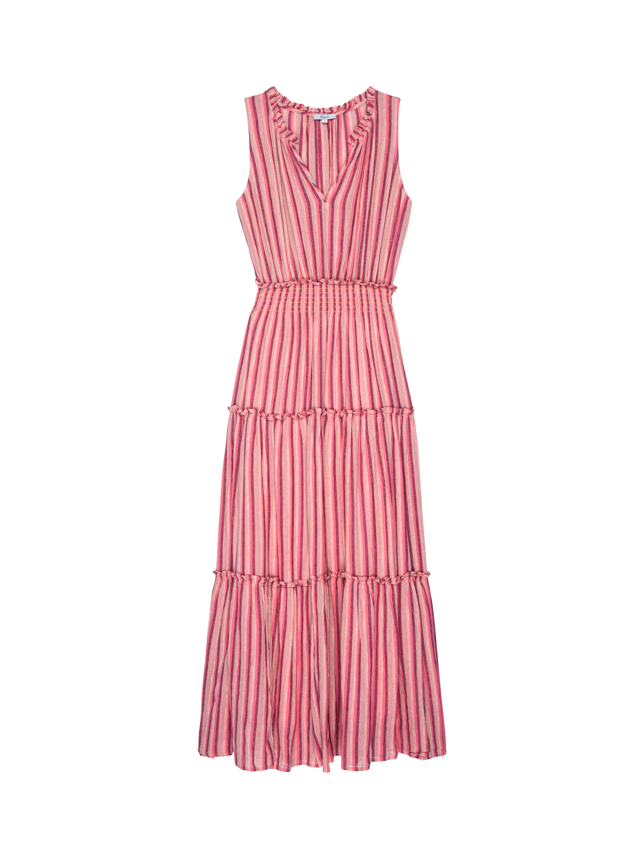 Product image 4 of 6, which shows Rails Loulou Cabana Stripe Linen Rich Dress, Pink Multi, XS