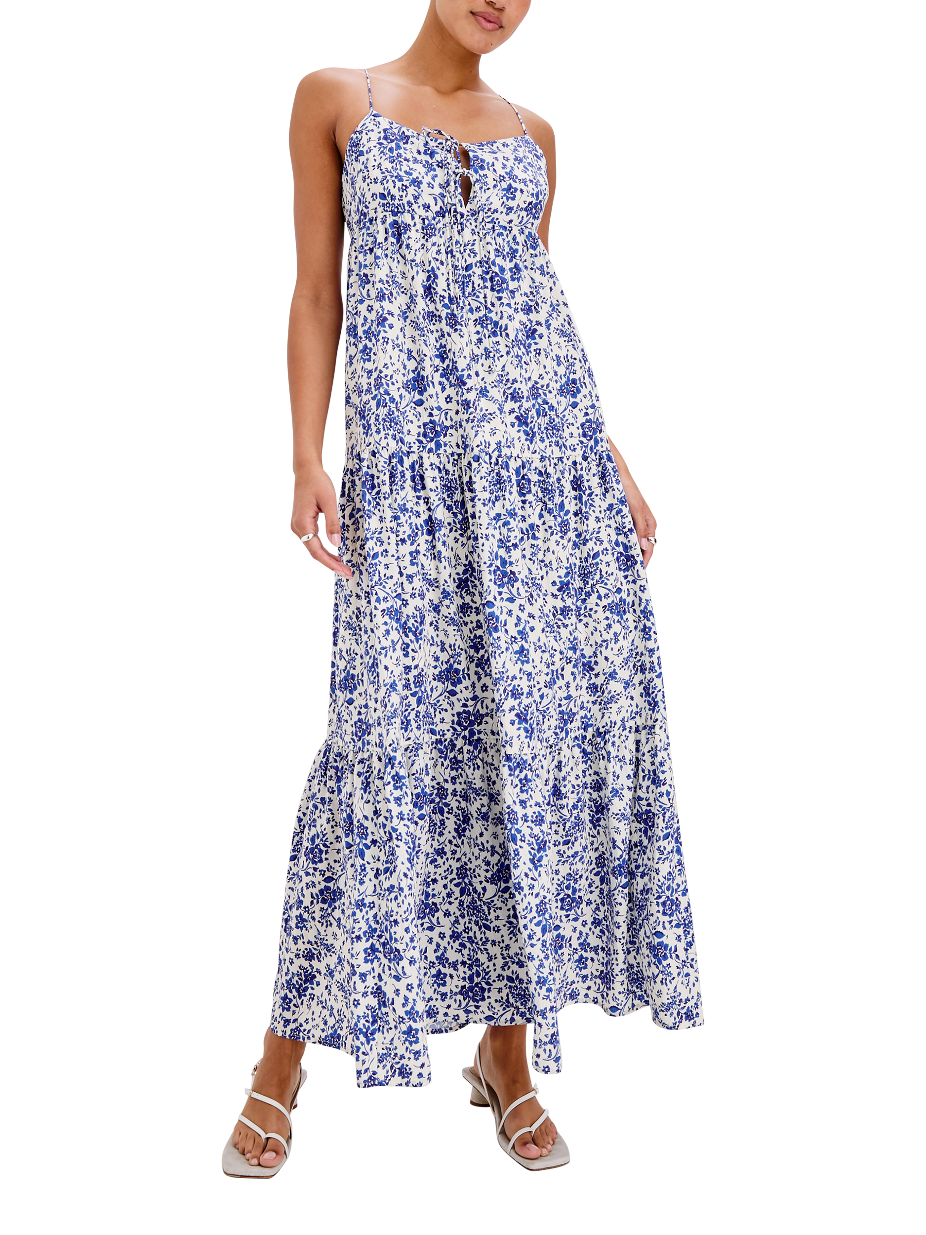 Product image 1 of 6, which shows Rails Mica Marguerite Floral Dress, White/Blue, XS