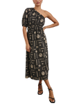 Rails Rome Beach Shells Asymmetric Dress, Black/Brown