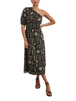 Rails Rome Beach Shells Asymmetric Dress, Black/Brown, Black/Brown