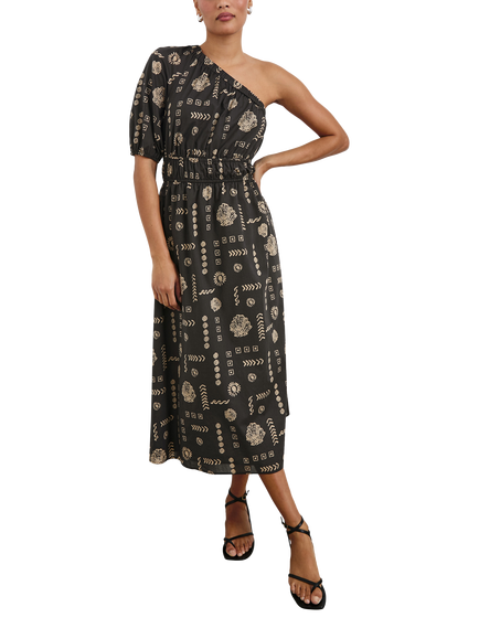 Rails Rome Beach Shells Asymmetric Dress, Black/Brown, Black/Brown