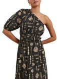 Rails Rome Beach Shells Asymmetric Dress, Black/Brown