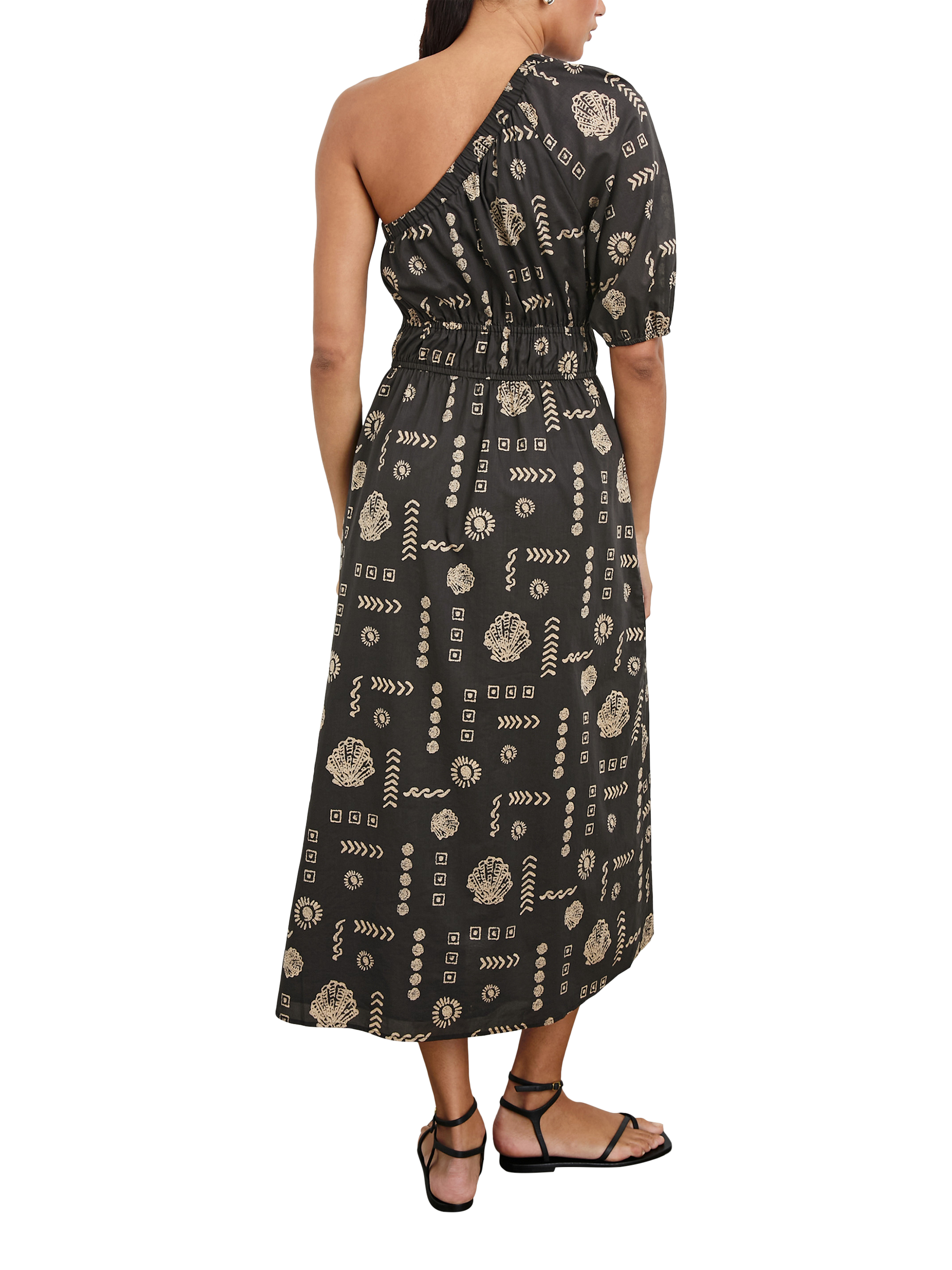 Product image 6 of 7, which shows Rails Rome Beach Shells Asymmetric Dress, Black/Brown, XS
