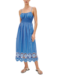 Rails Murano Embroidered Shell Hem Dress, Blue/White