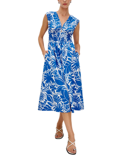 Rails Roxanne Floral Midi Dress, Blue/White, Blue/White