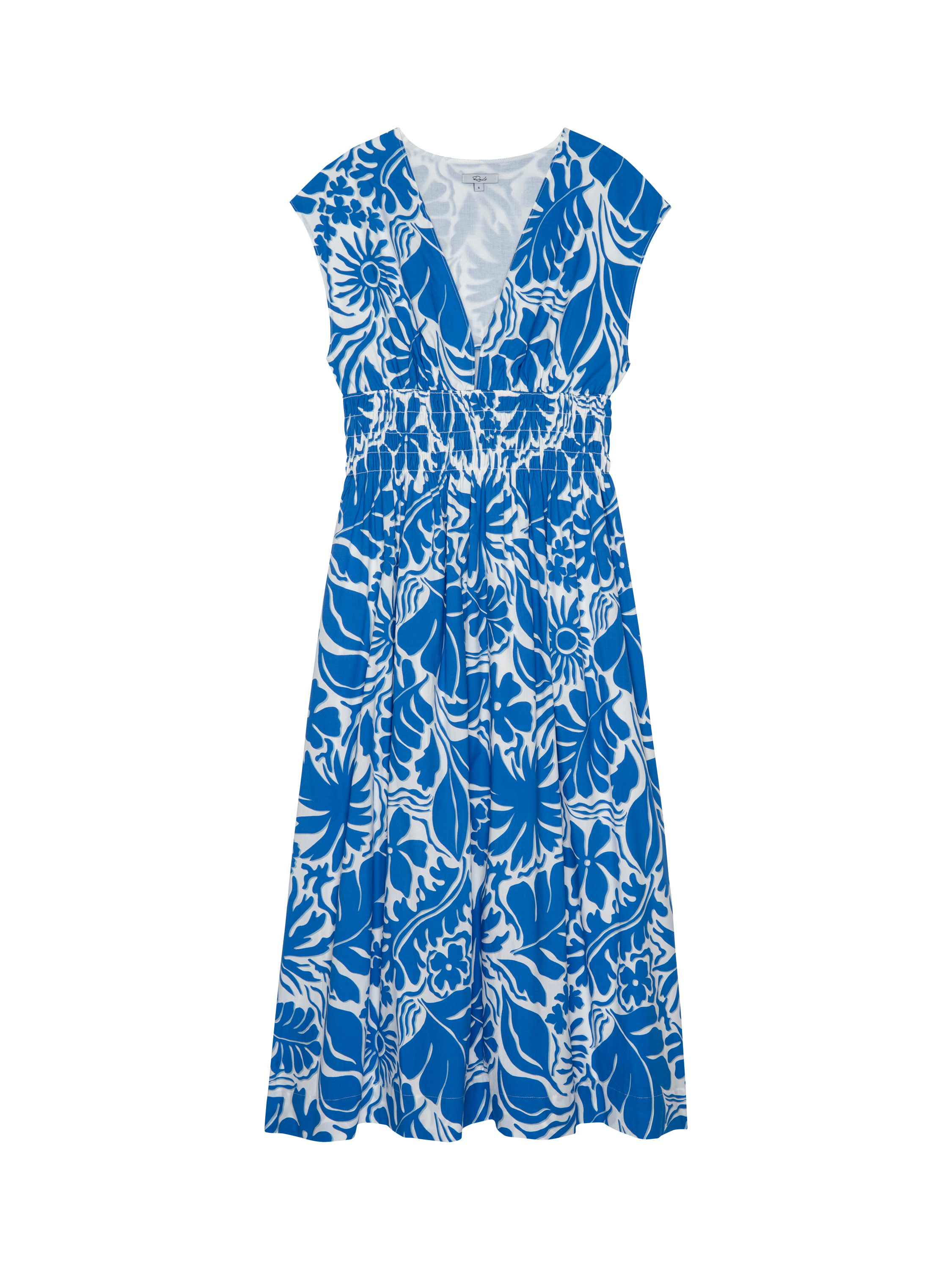 Product image 4 of 7, which shows Rails Roxanne Floral Midi Dress, Blue/White, XS