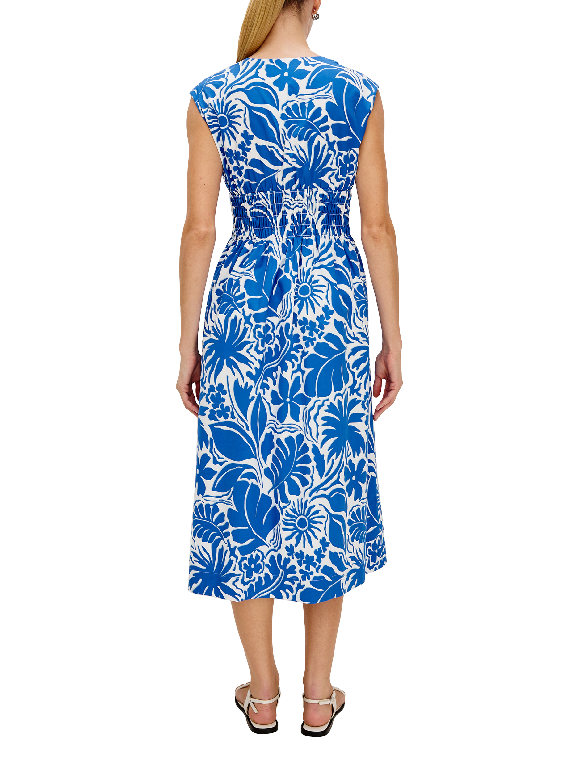 Product image 6 of 7, which shows Rails Roxanne Floral Midi Dress, Blue/White, XS