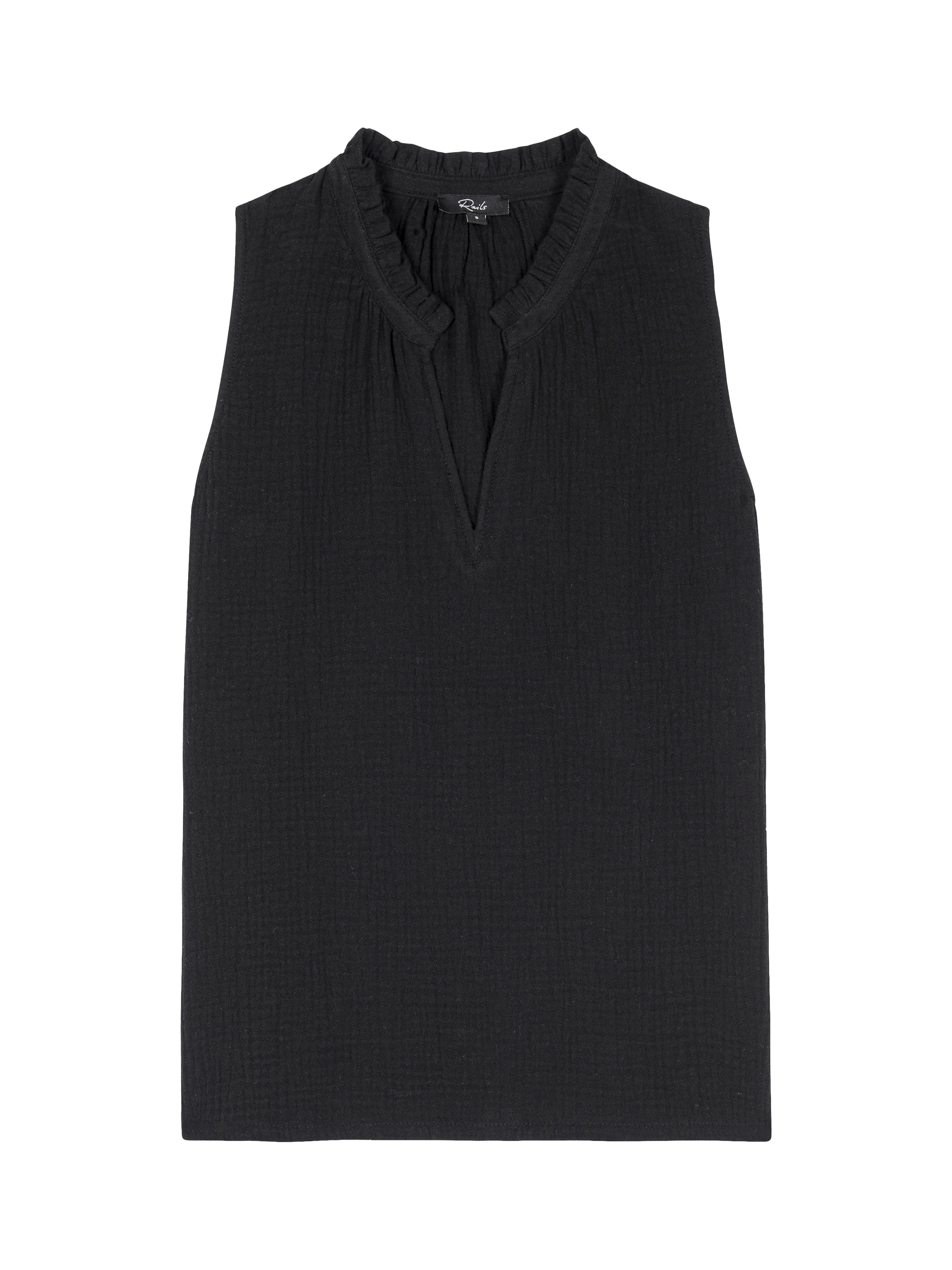 Product image 4 of 7, which shows Rails Christy Cotton Sleeveless Blouse, Black, XS