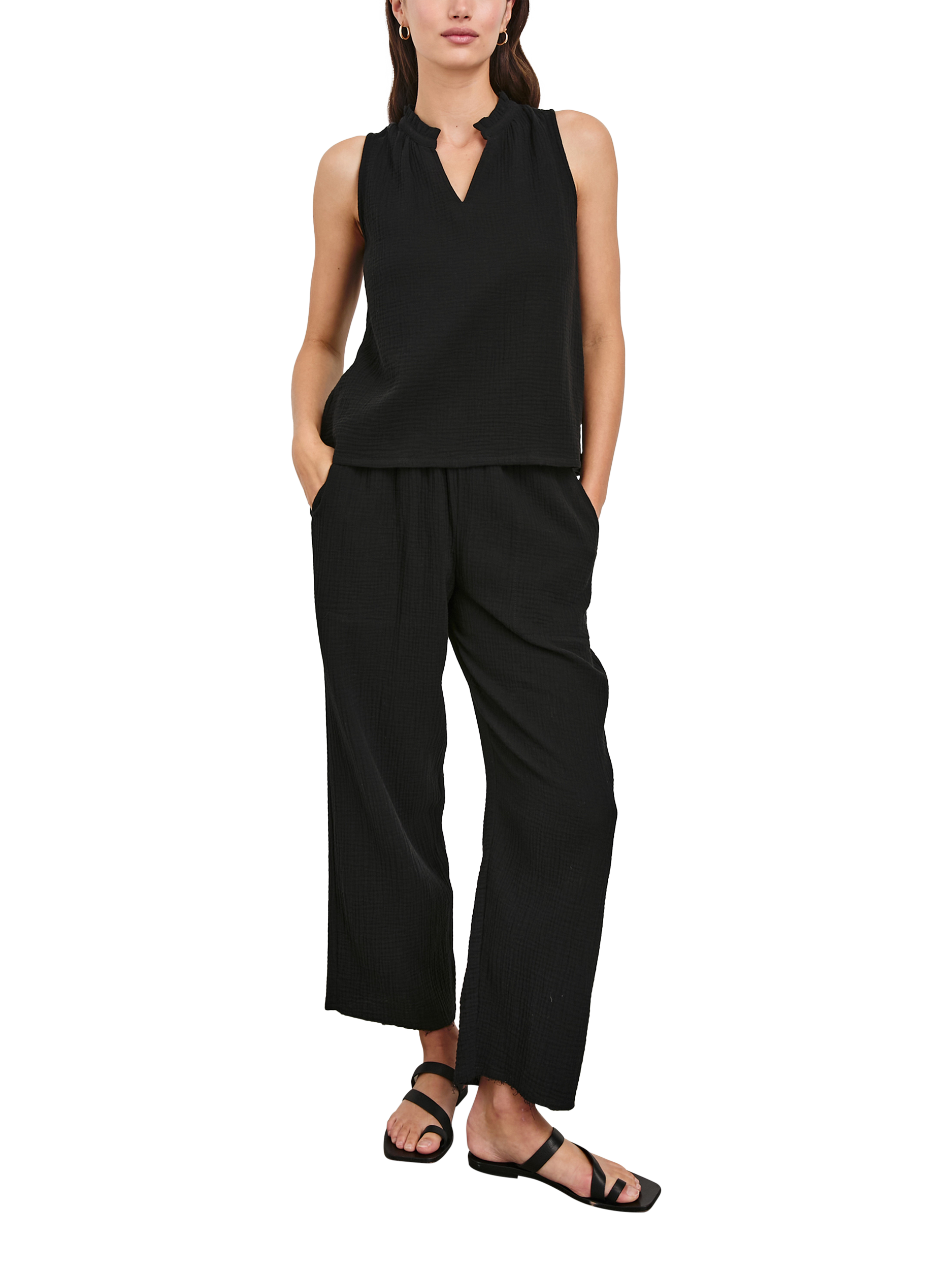 Product image 5 of 7, which shows Rails Christy Cotton Sleeveless Blouse, Black, XS
