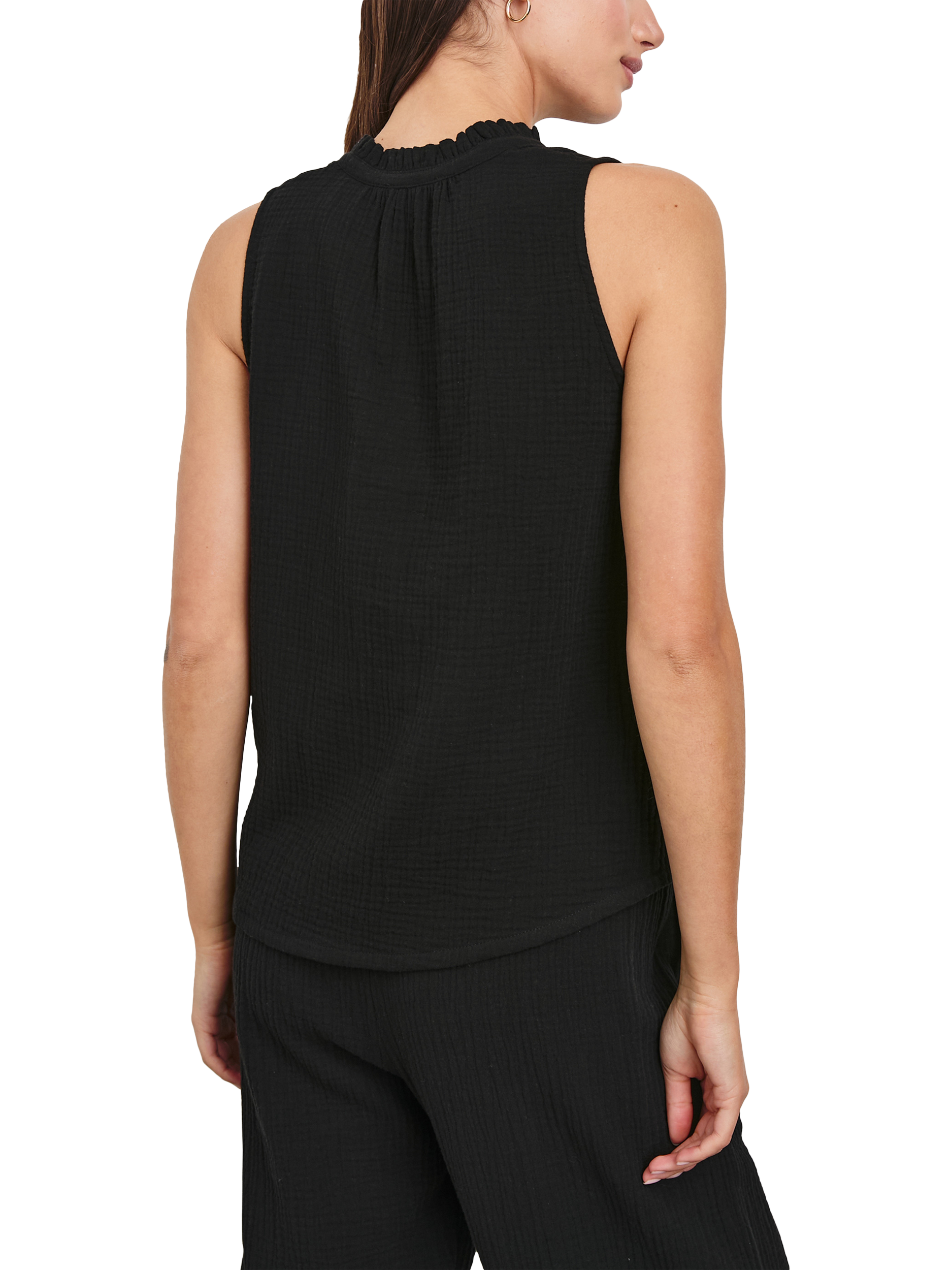 Product image 6 of 7, which shows Rails Christy Cotton Sleeveless Blouse, Black, XS