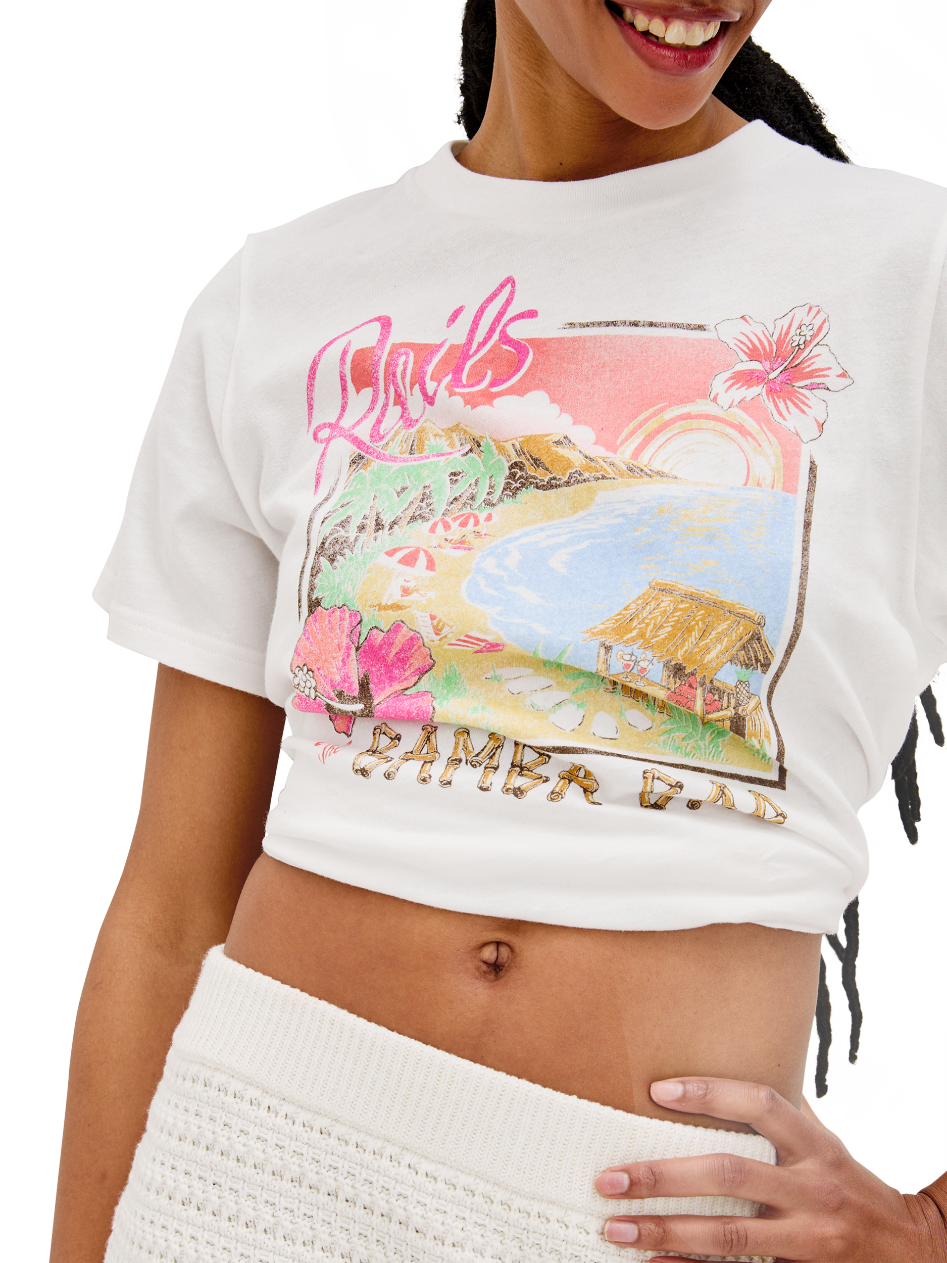 Product image 2 of 8, which shows Rails Cotton Bamba Bar Boyfriend T-Shirt, White/Multi, XS