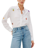 Rails Charli Linen Blend Embroidered Shirt, White/Multi