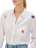 Rails Charli Linen Blend Embroidered Shirt, White/Multi