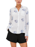 Rails Charli Linen Blend Seashells Shirt, White/Blue