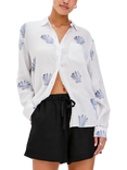 Rails Charli Linen Blend Seashells Shirt, White/Blue