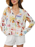 Rails Elm Lined Blend Bathing Ladies Print Shirt, White/Multi