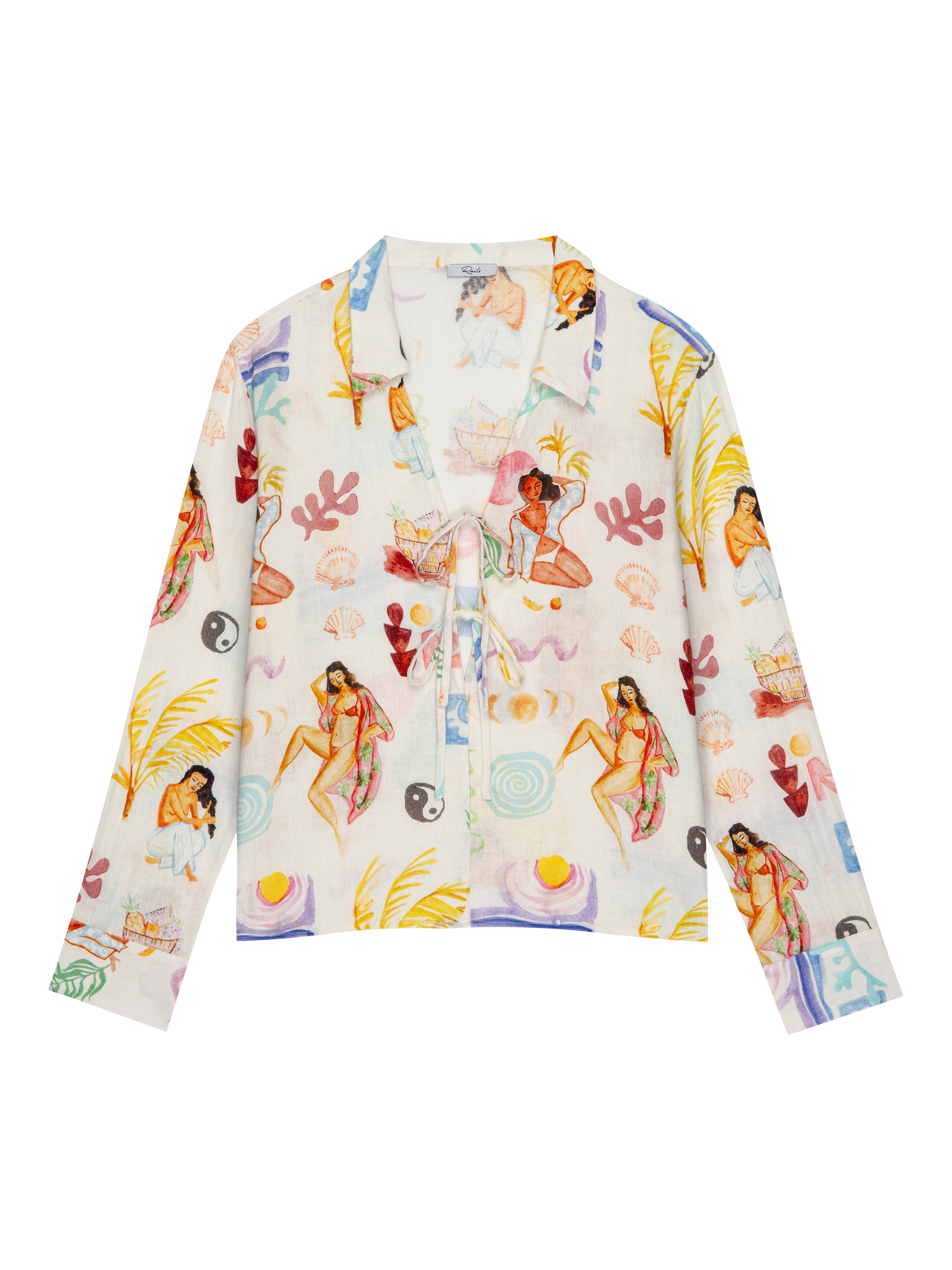 Product image 4 of 8, which shows Rails Elm Lined Blend Bathing Ladies Print Shirt, White/Multi, XS
