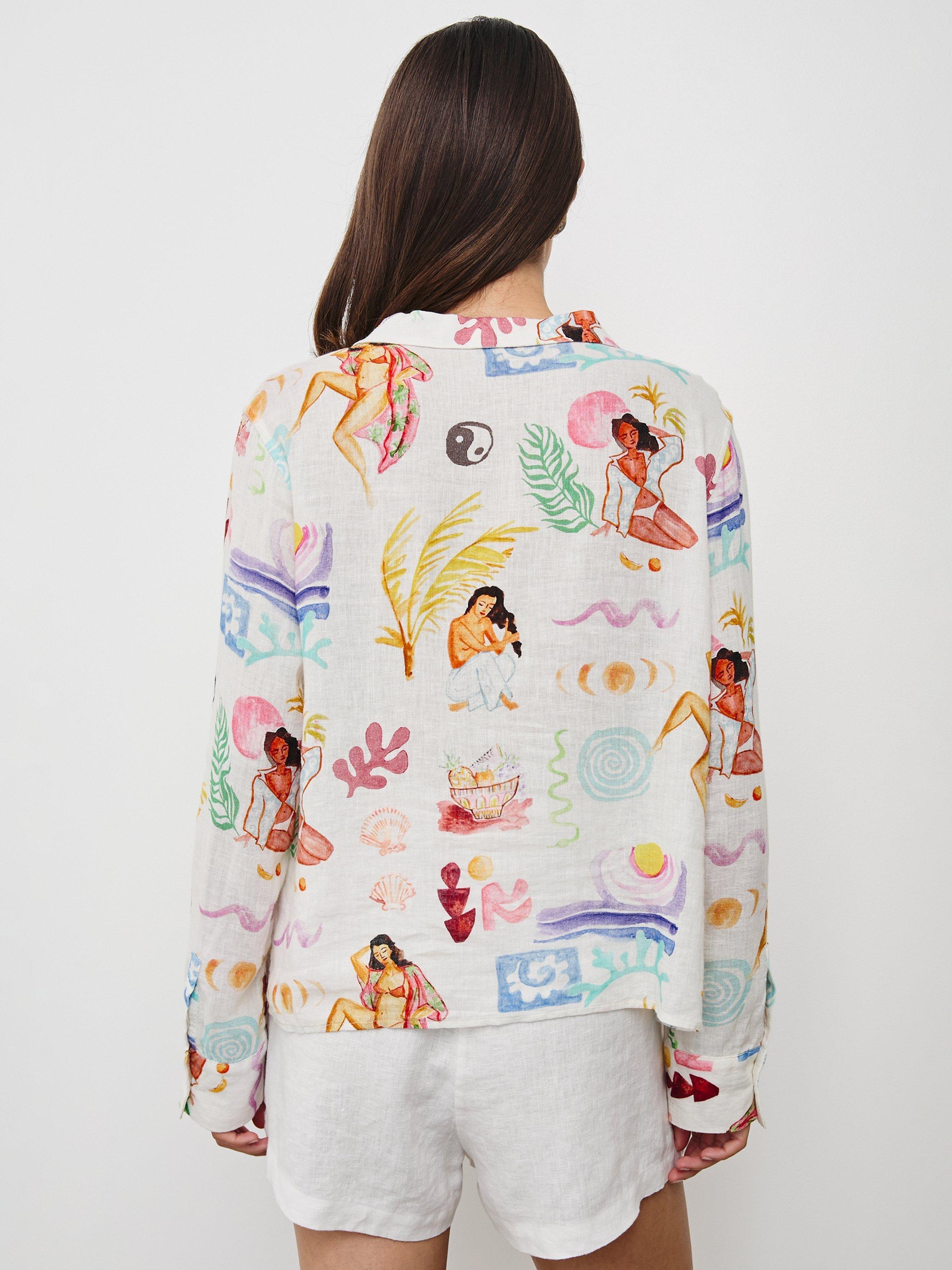 Product image 7 of 8, which shows Rails Elm Lined Blend Bathing Ladies Print Shirt, White/Multi, XS