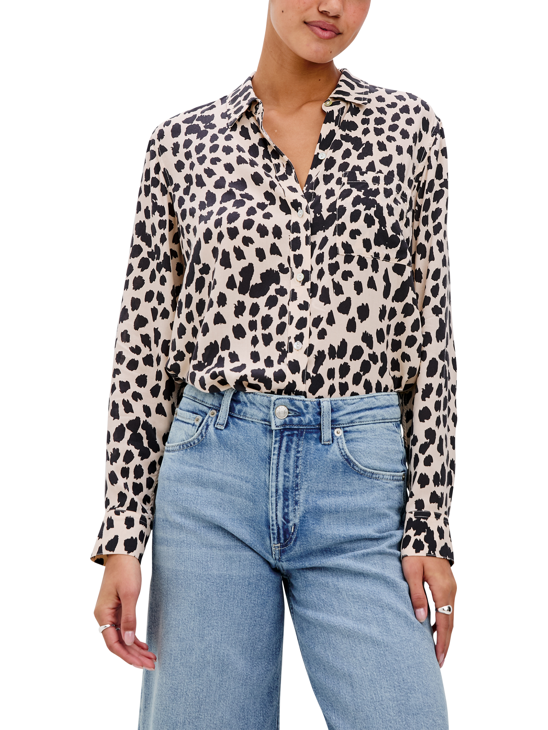 Product image 1 of 6, which shows Rails Josephine Abstract Spot Top, Taupe Spotted, XS