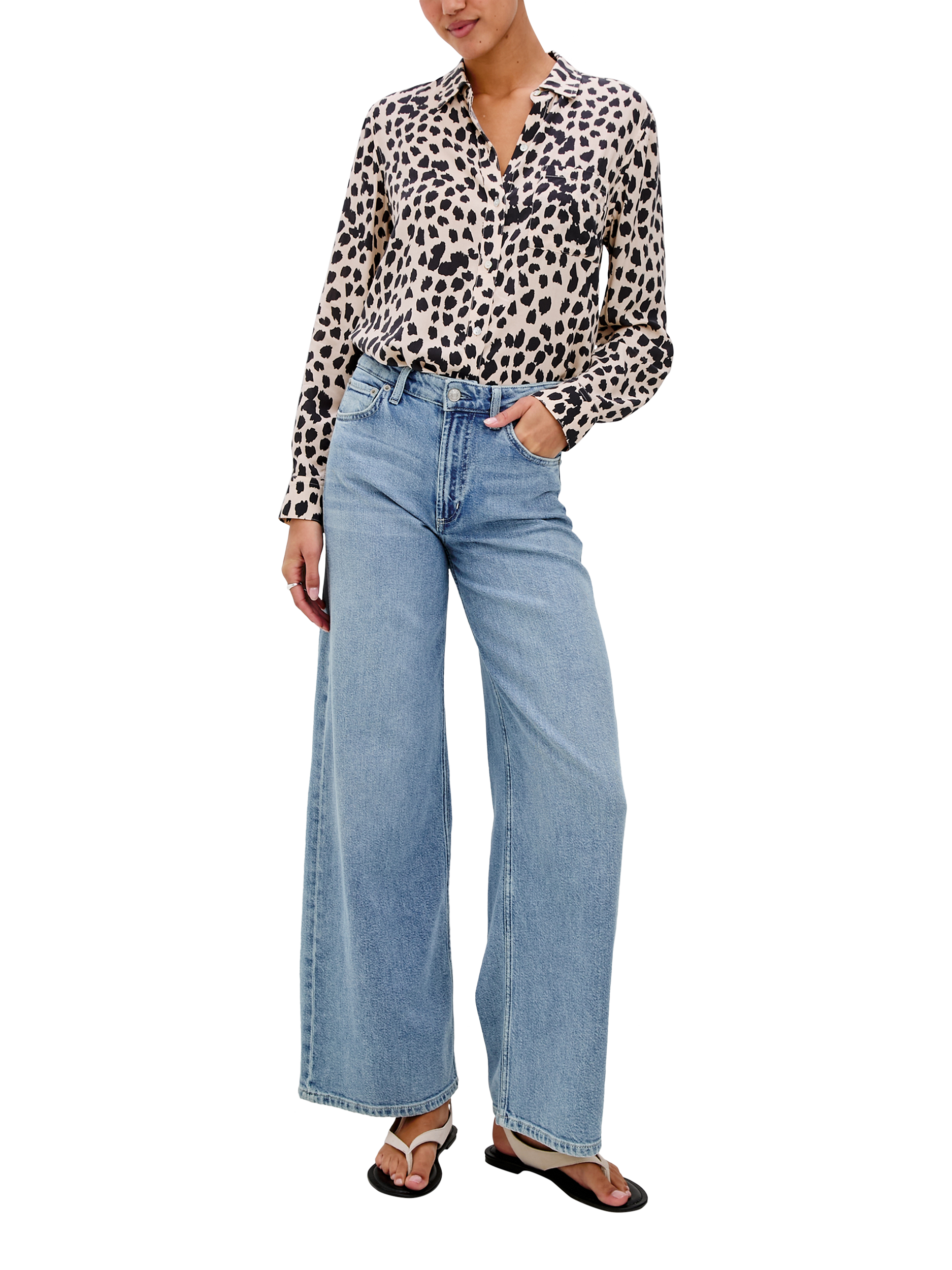 Product image 3 of 6, which shows Rails Josephine Abstract Spot Top, Taupe Spotted, XS