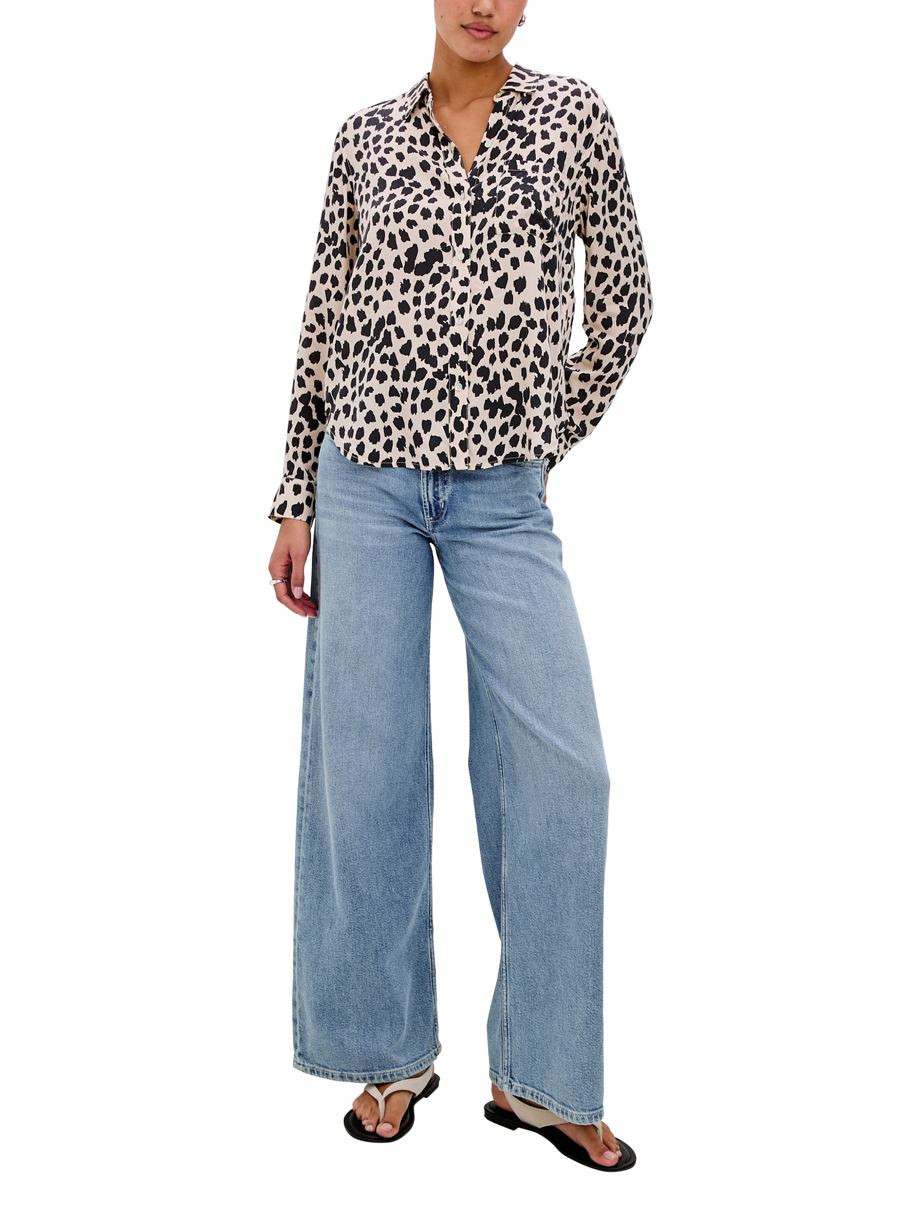 Product image 6 of 6, which shows Rails Josephine Abstract Spot Top, Taupe Spotted, XS