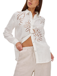 Rails Samar Floral Eyelet Linen Blend Shirt, White