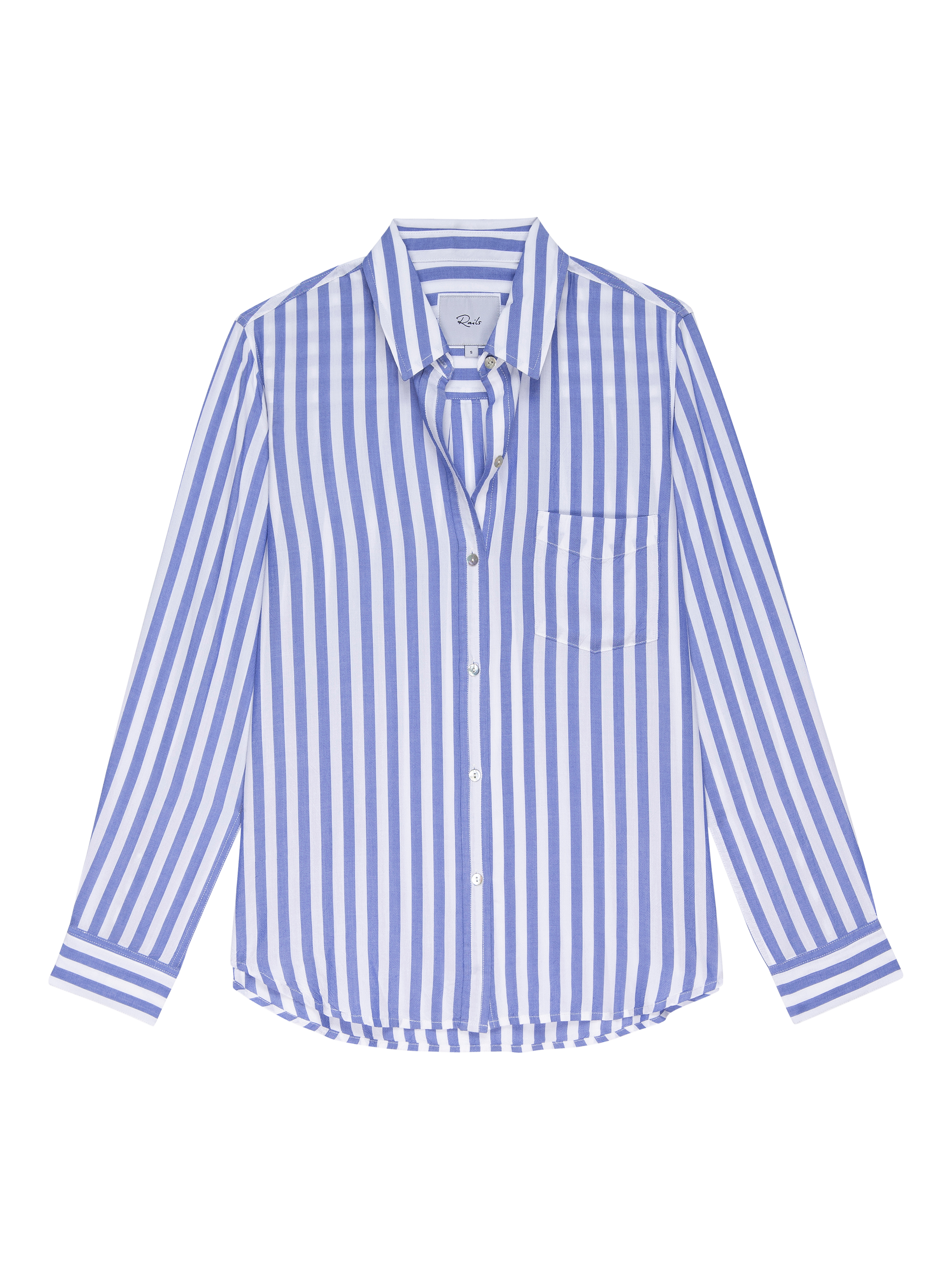 Product image 4 of 6, which shows Rails Wren Stripe Shirt, Blue/White, XS