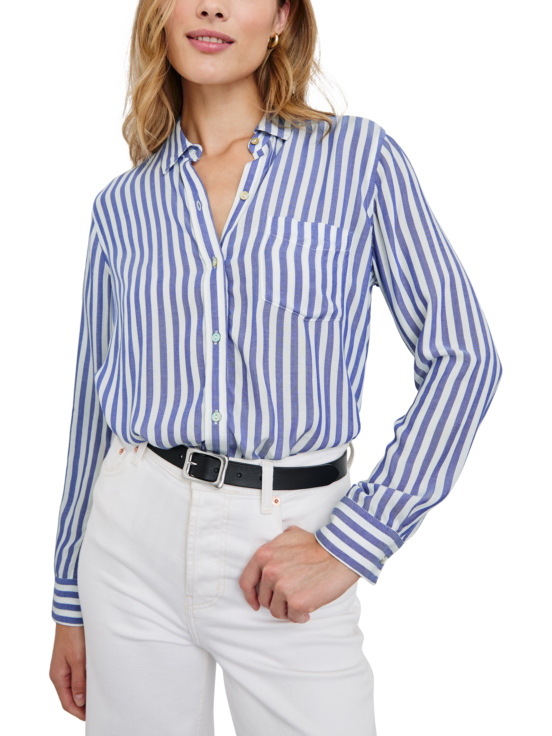 Product image 6 of 6, which shows Rails Wren Stripe Shirt, Blue/White, XS