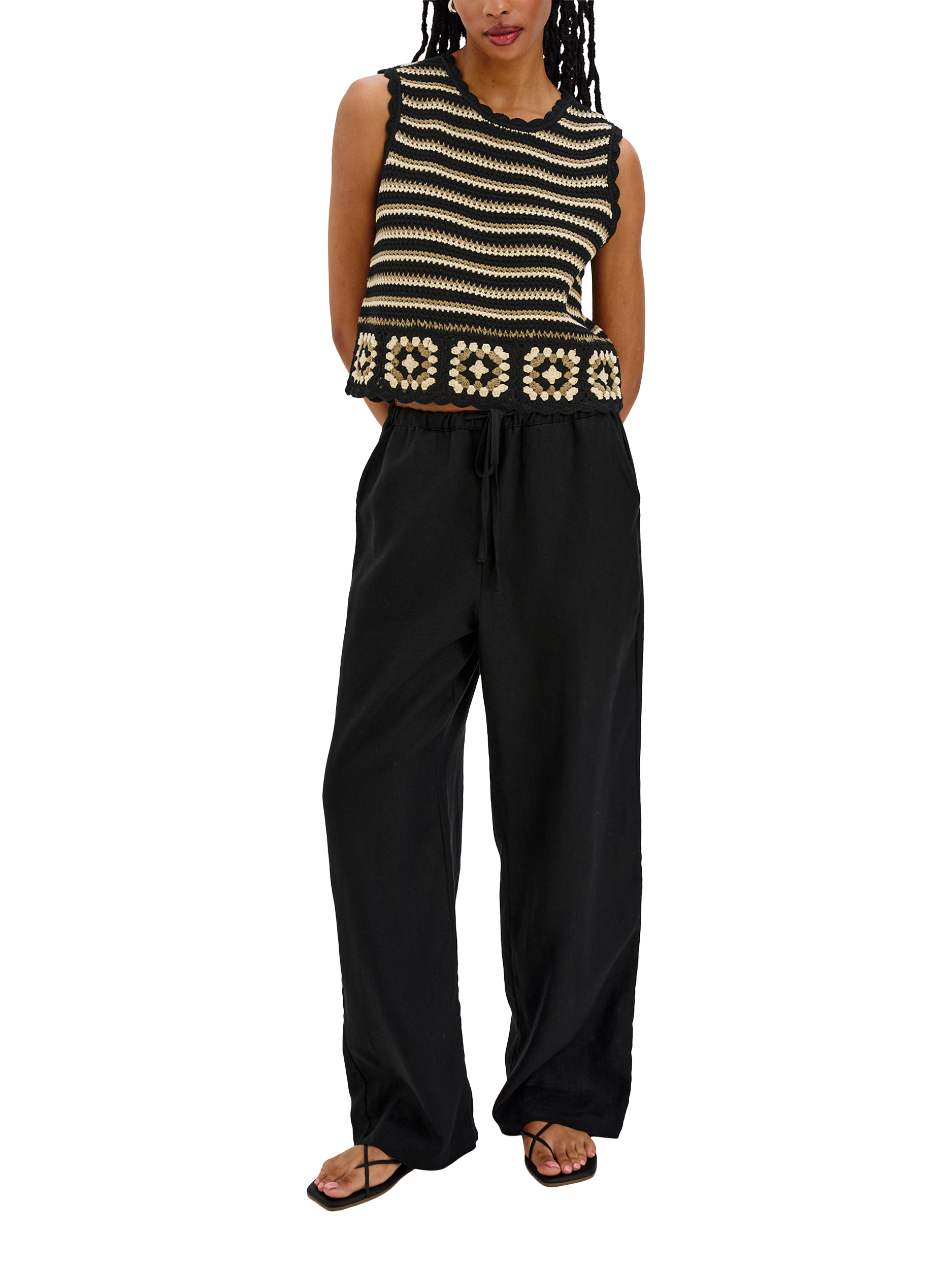 Product image 5 of 6, which shows Rails Hazel Milos Crochet Top, Black/Brown, XS