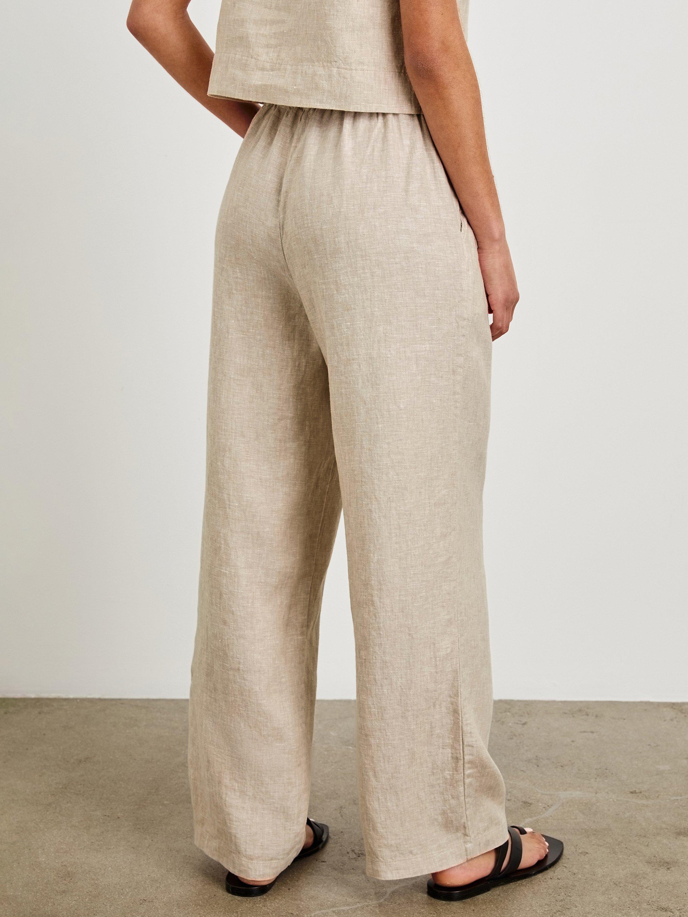 Product image 7 of 7, which shows Rails Emmie Linen High Waist Wide Leg Trousers, Beige, XS