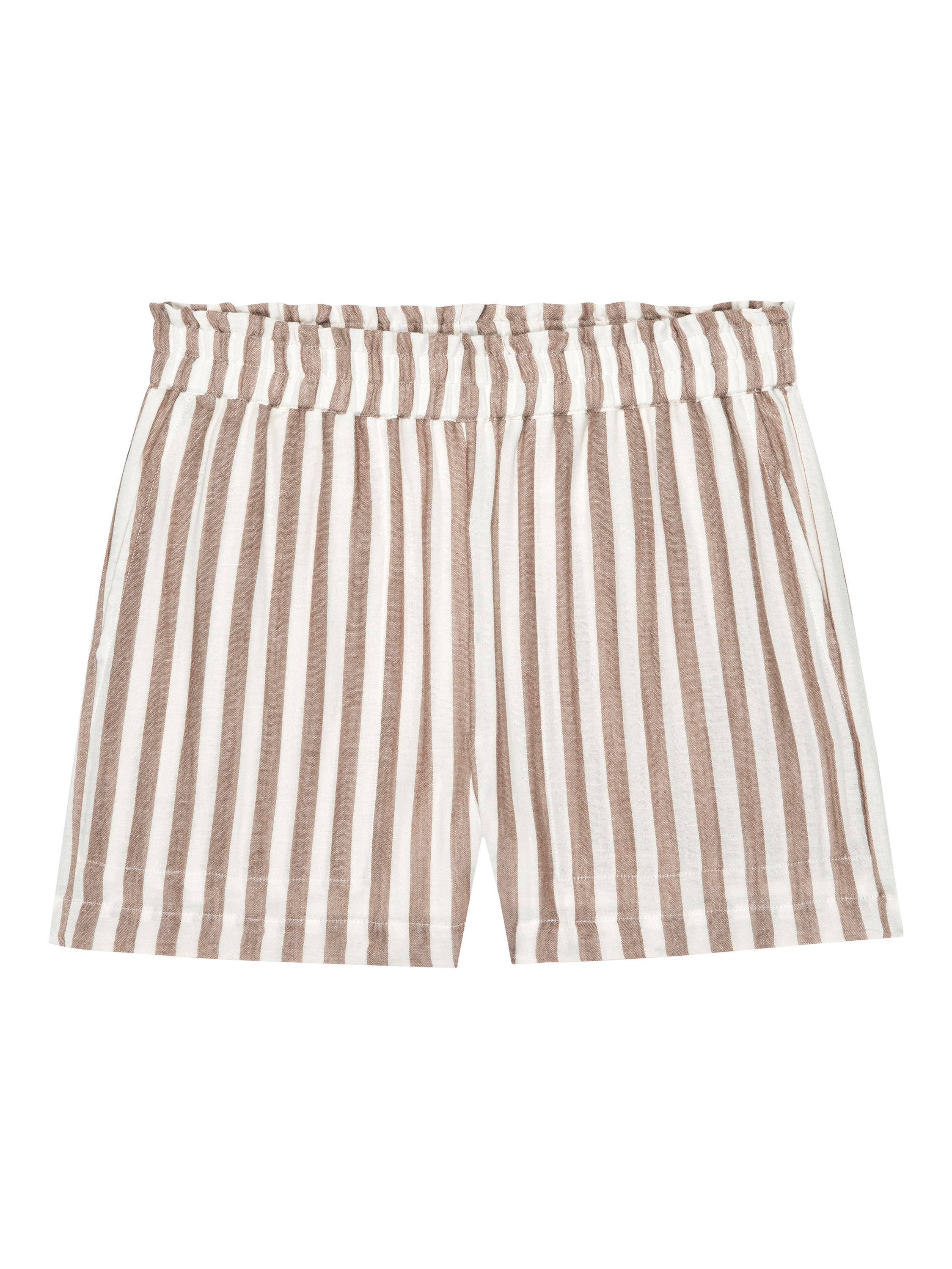 Product image 4 of 6, which shows Rails Leighton Stripe Shorts, White/Brown, XS