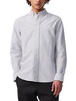 NN.07 Button Down Stripe Cotton Shirt, Brown Stripe