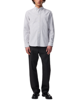 NN.07 Button Down Stripe Cotton Shirt - view 2, Brown Stripe